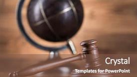  Presentation with mallet - Amazing PPT layouts having globe law theme mallet backdrop and a tawny brown colored foreground