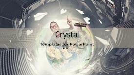  Presentation with red globe - Slide deck featuring globe mind - cute schoolboy in red glasses background and a soft green colored foreground