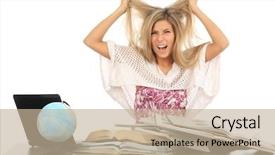  Presentation with mind - Cool new presentation with globe mind - portrait of a pretty student backdrop and a mint green colored foreground