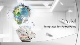 Presentation with mind - Presentation design having globe mind - whole world in her head background and a white colored foreground