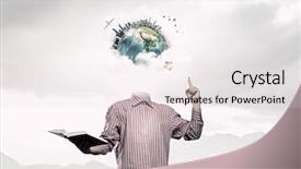  Presentation with mind - Presentation theme enhanced with globe mind - whole world in his head background and a lemonade colored foreground