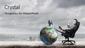  Presentation with nasa - Theme having globe mind - young businessman sitting in chair background and a light gray colored foreground