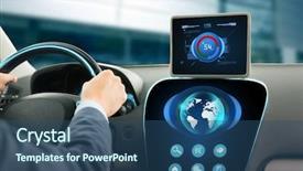  Presentation with connected car - Slide set with globe on computer driving car background and a ocean colored foreground