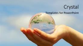  Presentation with energy - Amazing slide set having globe on the human hand backdrop and a light blue colored foreground