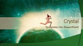  Presentation with running - Slide deck consisting of globe orange - fit brunette running and jumping background and a cream colored foreground
