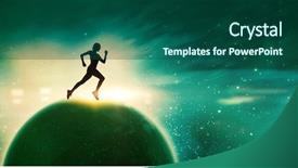  Presentation with laser light colorful abstract - Slide set featuring globe orange - pretty fit blonde jogging background and a ocean colored foreground