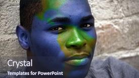  Presentation with ophthalmoscope african american models - Presentation theme featuring globe painted on his face background and a tawny brown colored foreground