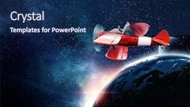  Presentation with deliver - Colorful presentation theme enhanced with globe plane - santa hurrying up to deliver backdrop and a navy blue colored foreground