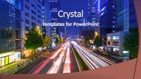  Presentation with street lights - Audience pleasing presentation consisting of globe road - cityscape of shinjuku district backdrop and a navy blue colored foreground