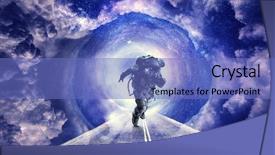  Presentation with spaceman - Slide deck enhanced with globe road - running spaceman and galaxy mixed background and a teal colored foreground