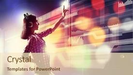  Presentation with media image - Audience pleasing PPT layouts consisting of globe social media - image of young woman backdrop and a lemonade colored foreground