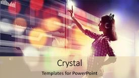  Presentation with media image - Slide set enhanced with globe social media - image of young woman background and a lemonade colored foreground