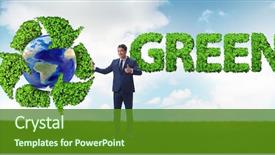  Presentation with recycling - Amazing slide set having globe trash - businessman in recycling ecological concept backdrop and a tawny brown colored foreground