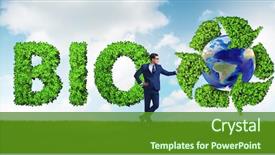  Presentation with recycling - Presentation theme consisting of globe trash - businessman in recycling ecological concept background and a tawny brown colored foreground