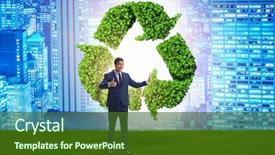  Presentation with recycling - Presentation consisting of globe trash - businessman in recycling ecological concept background and a tawny brown colored foreground