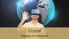  Presentation with virtual technology - PPT layouts with video globe - 3d technology virtual reality global background and a yellow colored foreground