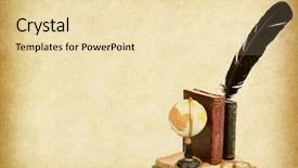  Presentation with old compass antique paper - Slide set consisting of globe with book pen background and a lemonade colored foreground