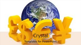  Presentation with history earth globe isolated white - Amazing slide deck having globe with currency symbols backdrop and a  colored foreground