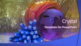  Presentation with fiber optics - Theme having globe with fiber optics cables background and a violet colored foreground
