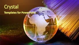  Presentation with fiber optics - Beautiful PPT theme featuring globe with fiber optics cables backdrop and a tawny brown colored foreground