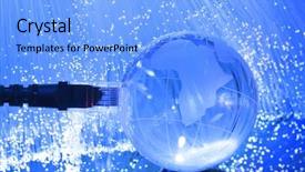  Presentation with fiber optics - Audience pleasing PPT theme consisting of globe-with-network-on-technology backdrop and a light blue colored foreground