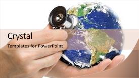  Presentation with history earth globe isolated white - Slide set consisting of globe with stethoscope background and a coral colored foreground