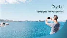  Presentation with close up of young girls - PPT layouts enhanced with globetrotters - closeup of a young caucasian background and a sky blue colored foreground