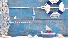  Presentation with wooden toy - Colorful presentation design enhanced with sci-fi city illustration art backdrop and a dark gray colored foreground.