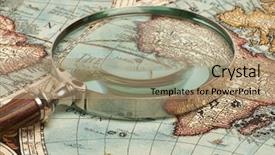  Presentation with ancient map - Audience pleasing slides consisting of globetrotters - magnifying glass and ancient old backdrop and a coral colored foreground