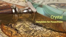  Presentation with ancient map - Presentation theme with globetrotters - magnifying glass and ancient old background and a tawny brown colored foreground