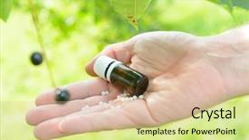  Presentation with homeopathic - PPT theme enhanced with globules on hand with plant background and a lemonade colored foreground