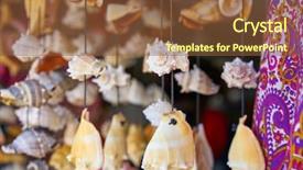  Presentation with handcraft - Cool new PPT theme with glockenspiel - seashell mobile wind chime hanging backdrop and a tawny brown colored foreground