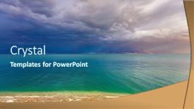  Presentation with gloomy - Theme with gloomy-sky-with-dark-thunderclouds background and a ocean colored foreground