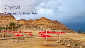  Presentation with sea rainbow - PPT layouts enhanced with gloomy-sky-with-dark-thunderclouds background and a sky blue colored foreground