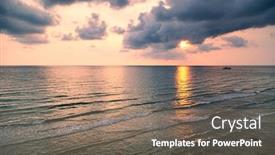  Presentation with gloomy - Amazing PPT theme having gloomy-tropical-sunset backdrop and a coral colored foreground