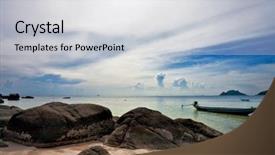  Presentation with gloomy - Colorful PPT layouts enhanced with gloomy weather on the tropical beach backdrop and a light gray colored foreground