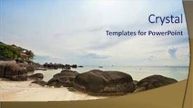  Presentation with gloomy - PPT theme with gloomy weather on the tropical beach background and a sky blue colored foreground