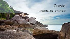  Presentation with gloomy - Audience pleasing presentation consisting of gloomy weather on the tropical beach backdrop and a light blue colored foreground