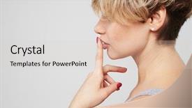  Presentation with business near shoring - Slides enhanced with glorious - closeup of glamour woman background and a  colored foreground