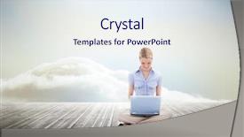  Presentation with cute black board - Slide set having glorious - cute blonde woman using laptop background and a sky blue colored foreground