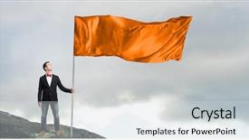  Presentation with flag of the philippines - Slide deck with glorious - guy with orange flag background and a light gray colored foreground