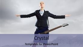  Presentation with business guitar - Presentation having glorious - successful businesswoman with guitar background and a  colored foreground