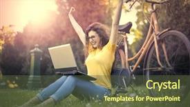  Presentation with farewell girl - Theme enhanced with glory - excited girl at the park background and a tawny brown colored foreground