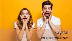  Presentation with people - Presentation theme featuring glory - image of young people man background and a gold colored foreground