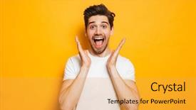  Presentation with life basic support - PPT theme enhanced with glory - photo of amazed man background and a yellow colored foreground