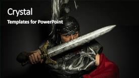  Presentation with armor - PPT theme consisting of glory roman centurion with armor background and a  colored foreground