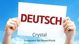  Presentation with german - Slide deck consisting of glory world - german in german card background and a cool aqua colored foreground