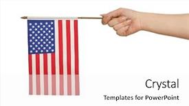  Presentation with american flag - Audience pleasing slides consisting of glory world - hand holding american flag backdrop and a white colored foreground