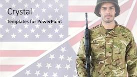  Presentation with world flag - Colorful presentation design enhanced with glory world - military holding a weapon backdrop and a sky blue colored foreground