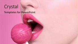  Presentation with lollipop - Amazing presentation theme having glose - face of beautiful young woman backdrop and a lemonade colored foreground